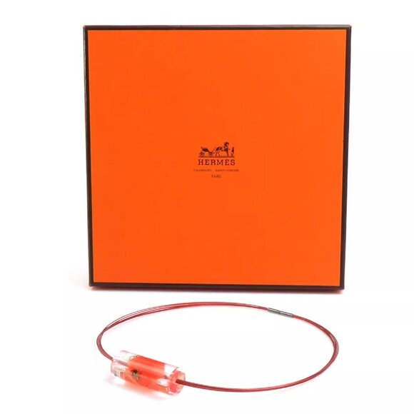 authenticity guaranteed Auth HERMES BIJOUTERIE FANTAISE Necklace Red Resin - Picture 1 of 10